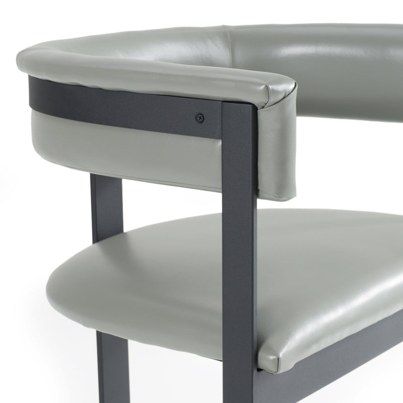 Boswell - Modern Grey Faux Leather + Black Dining Chair — view 5
