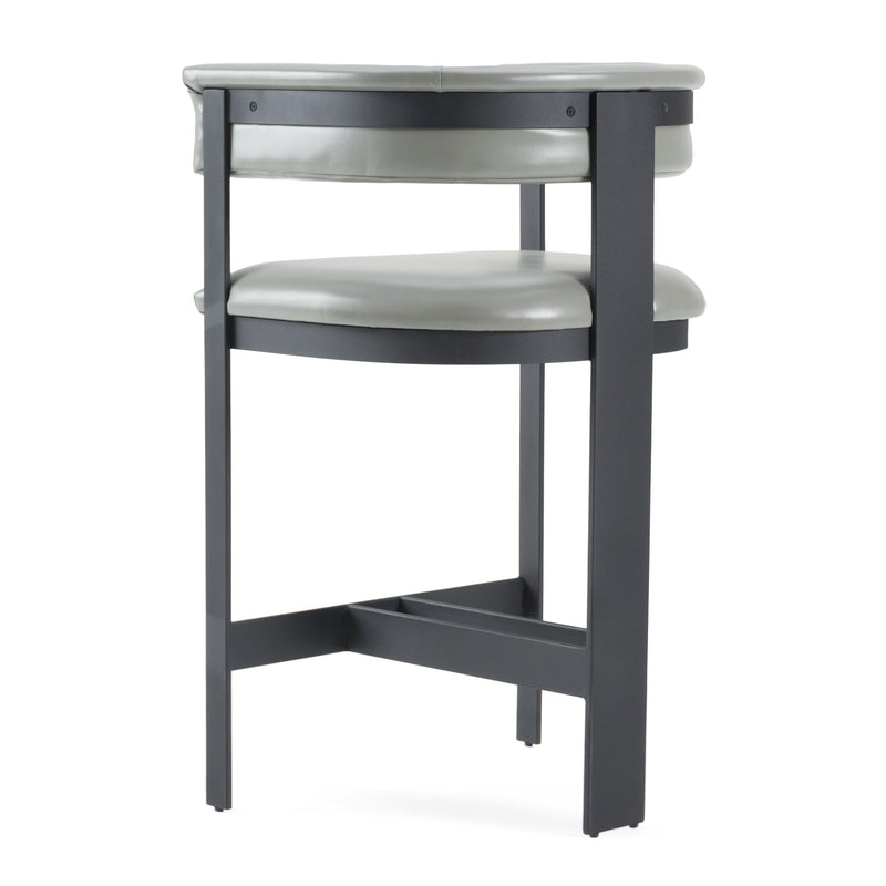 Boswell - Modern Grey Faux Leather + Black Counter Chair — view 5