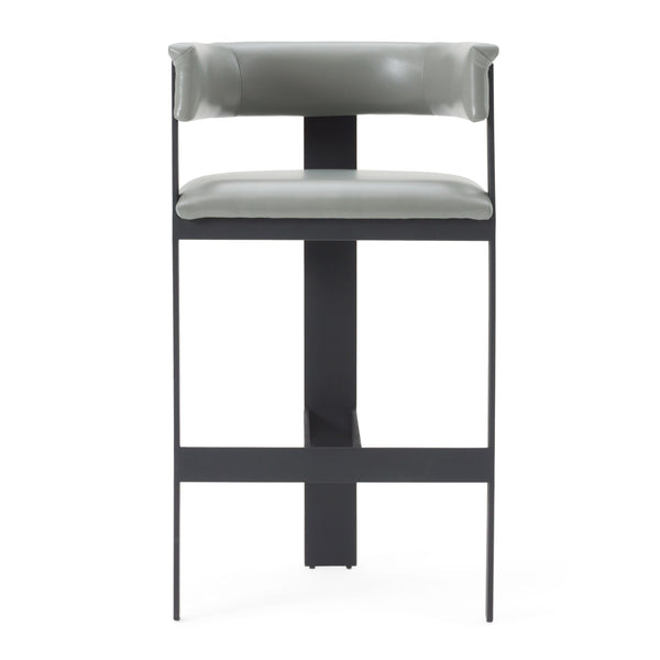 Boswell - Modern Grey Faux Leather + Black Barstool