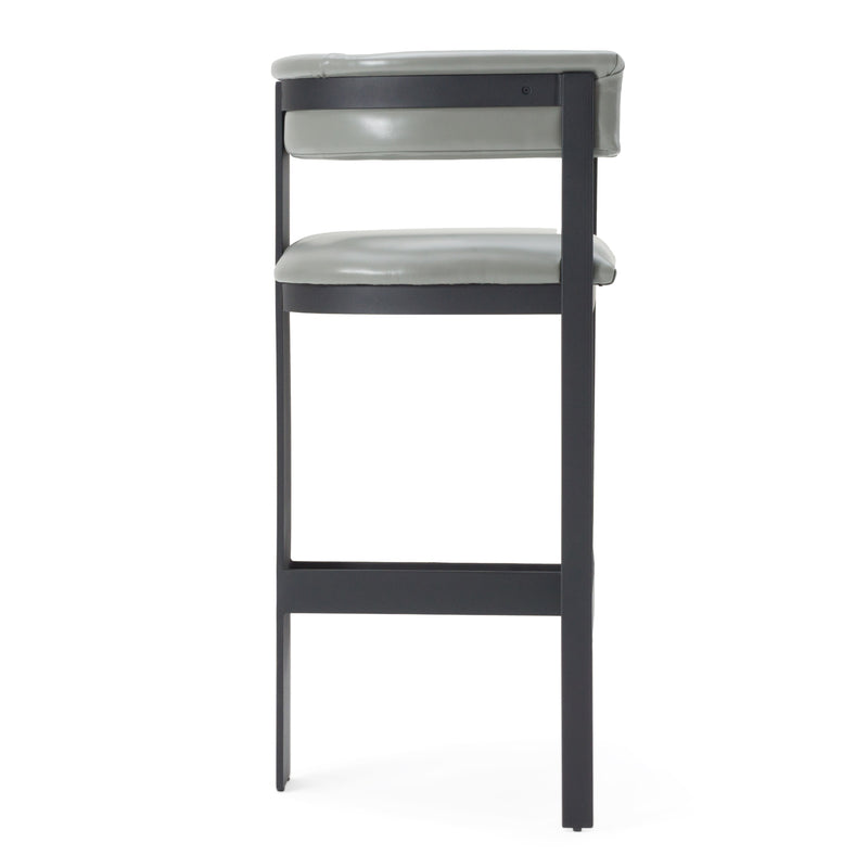 Boswell - Modern Grey Faux Leather + Black Barstool — view 2