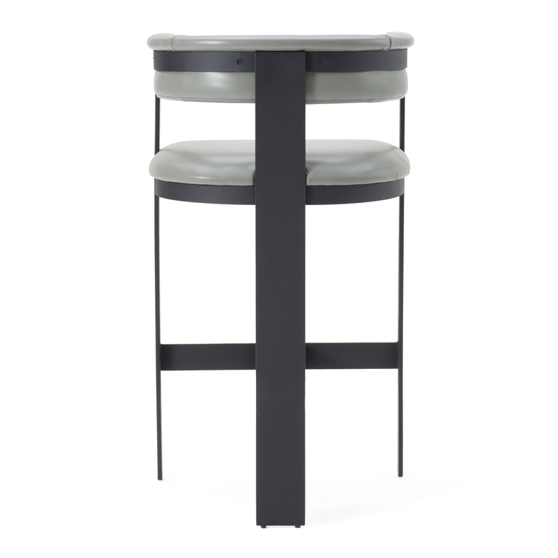 Boswell - Modern Grey Faux Leather + Black Barstool — view 3