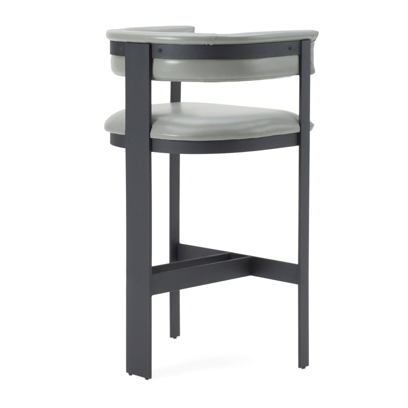 Boswell - Modern Grey Faux Leather + Black Barstool — view 4
