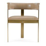 Boswell - Modern Brown Faux Leather + Gold Dining Chair
