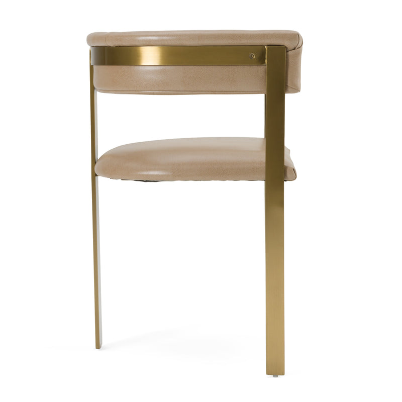 Boswell - Modern Brown Faux Leather + Gold Dining Chair — view 2