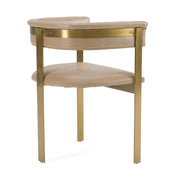 Boswell - Modern Brown Faux Leather + Gold Dining Chair — view 4