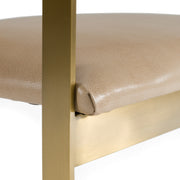 Boswell - Modern Brown Faux Leather + Gold Dining Chair — view 5