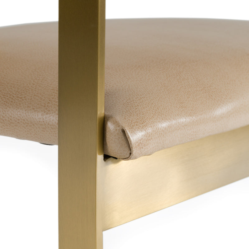Boswell - Modern Brown Faux Leather + Gold Dining Chair — view 5