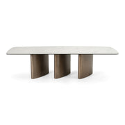 Bounty - Modern White Ceramic + Antique Brass Dining Table — view 2