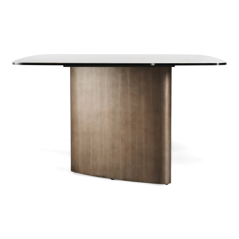 Bounty - Modern White Ceramic + Antique Brass Dining Table — view 3
