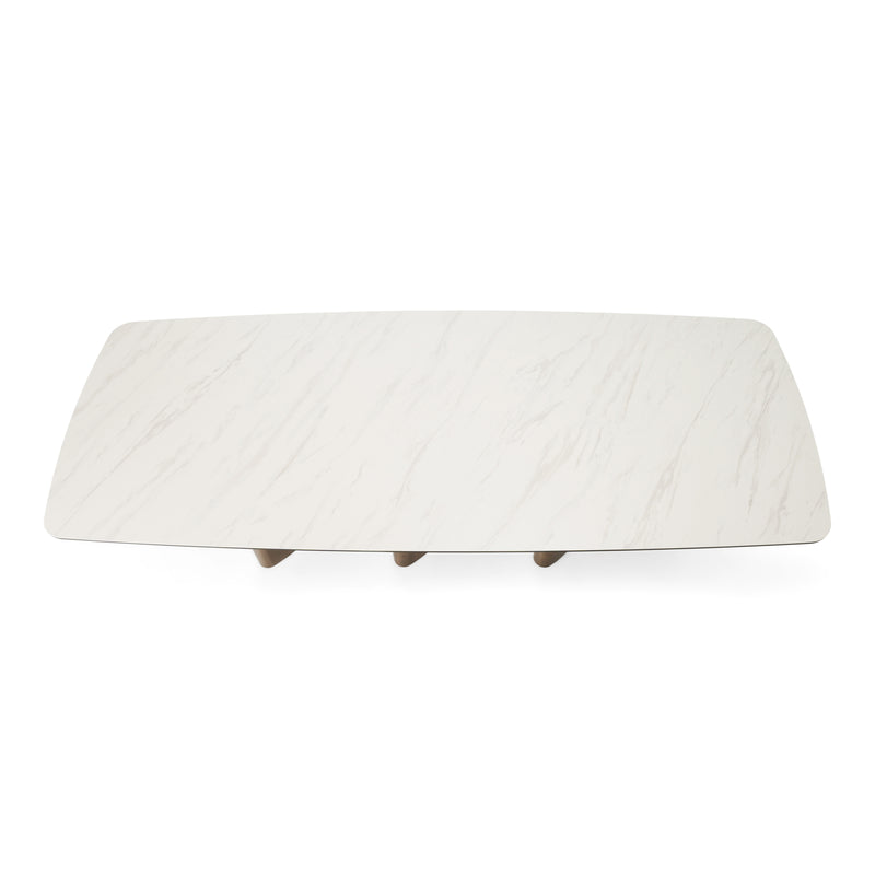 Bounty - Modern White Ceramic + Antique Brass Dining Table — view 4
