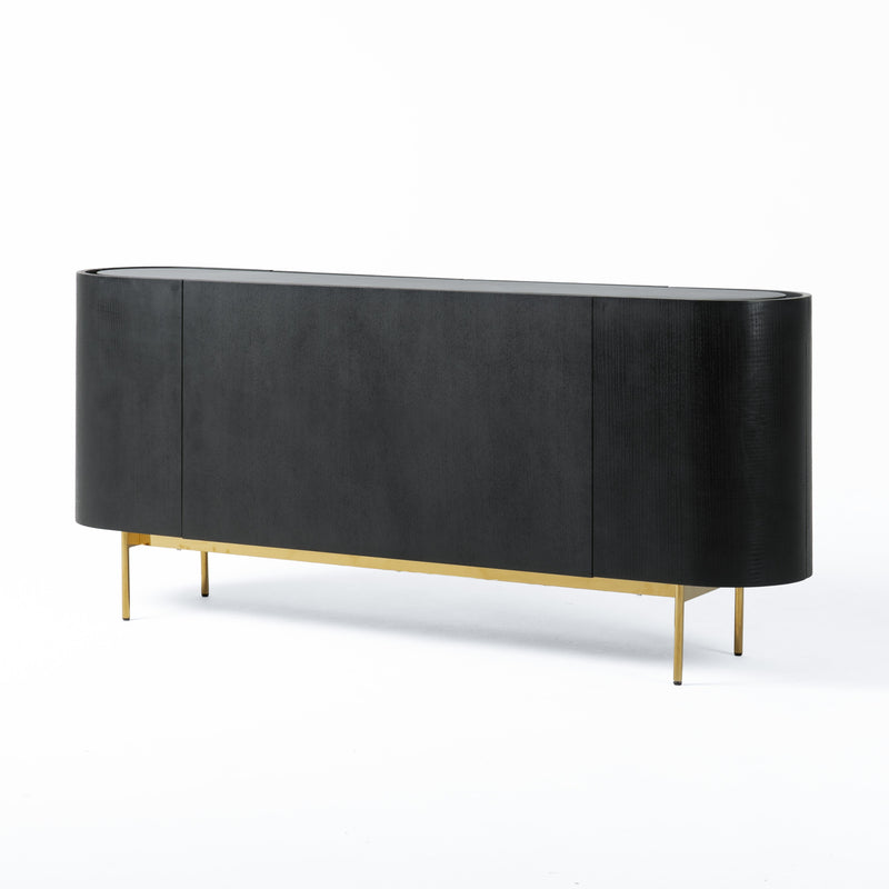 Bowie - Mid-Century Modern Black Oak + Brass Buffet — view 2