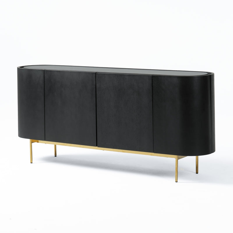 Bowie - Mid-Century Modern Black Oak + Brass Buffet — view 3