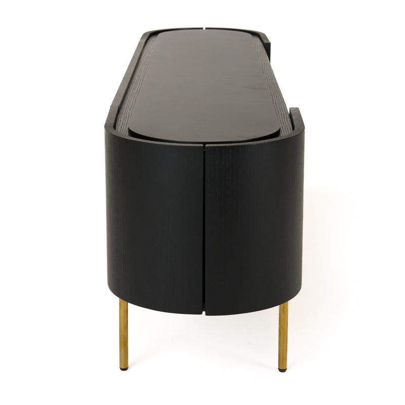 Bowie - Mid-Century Modern Black Oak + Brass TV Stand — view 5