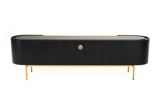 Bowie - Mid-Century Modern Black Oak + Brass TV Stand