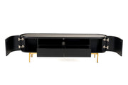 Bowie - Mid-Century Modern Black Oak + Brass TV Stand — view 2