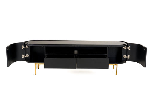 Bowie - Mid-Century Modern Black Oak + Brass TV Stand — view 2