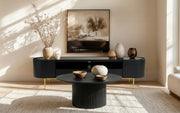 Bowie - Mid-Century Modern Black Oak + Brass TV Stand — view 4