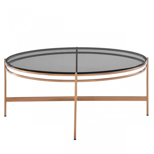 Bradford - Modern Smoked Glass & Rosegold Coffee Table — view 2