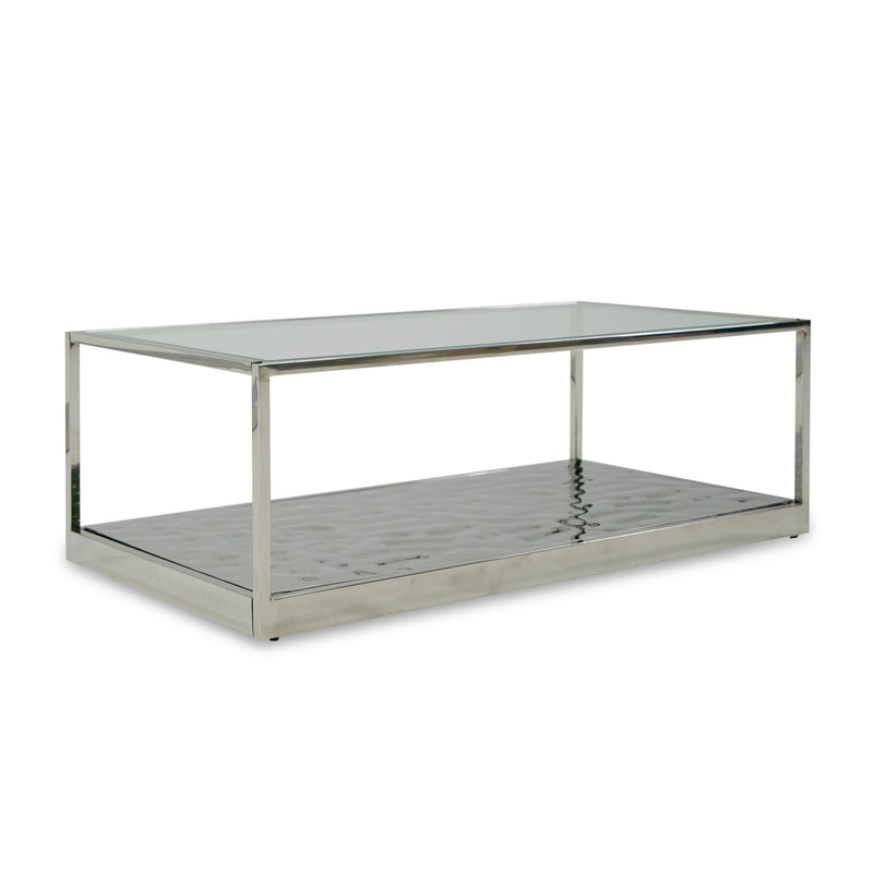 Braxton - Contemporary Clear Wave Glass Coffee Table — view 3