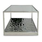 Braxton - Contemporary Clear Wave Glass Coffee Table — view 4