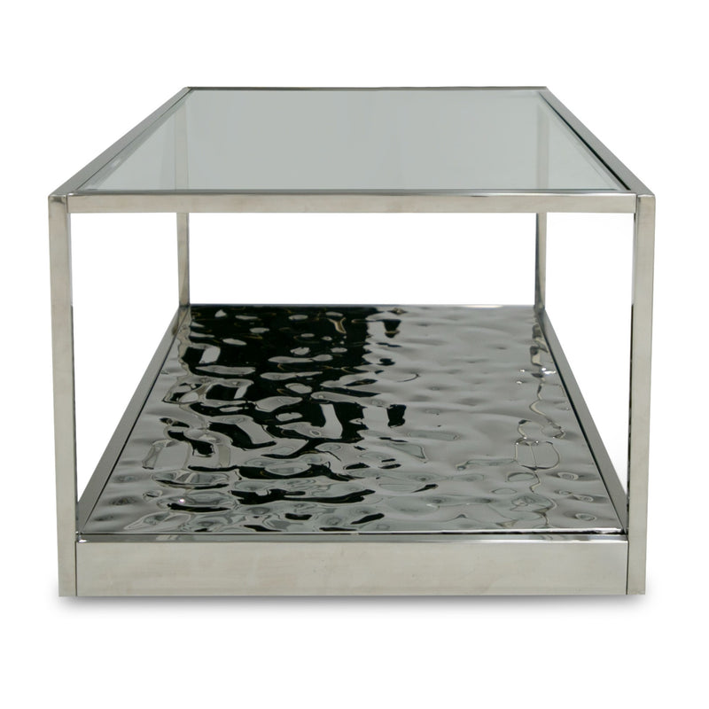 Braxton - Contemporary Clear Wave Glass Coffee Table — view 4