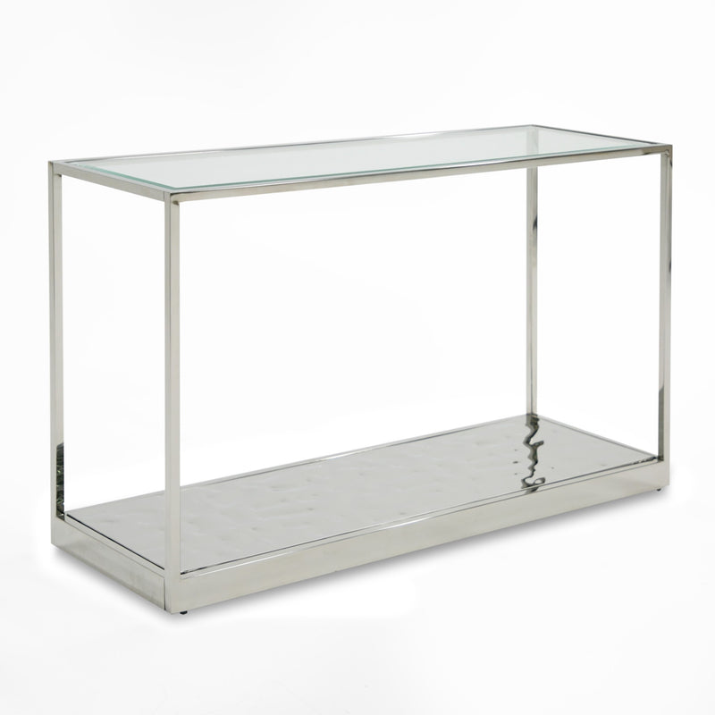 Braxton - Contemporary Clear Wave Glass Console Table — view 3