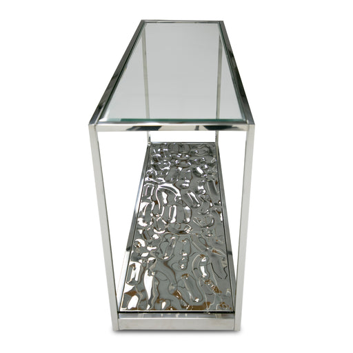 Braxton - Contemporary Clear Wave Glass Console Table — view 2