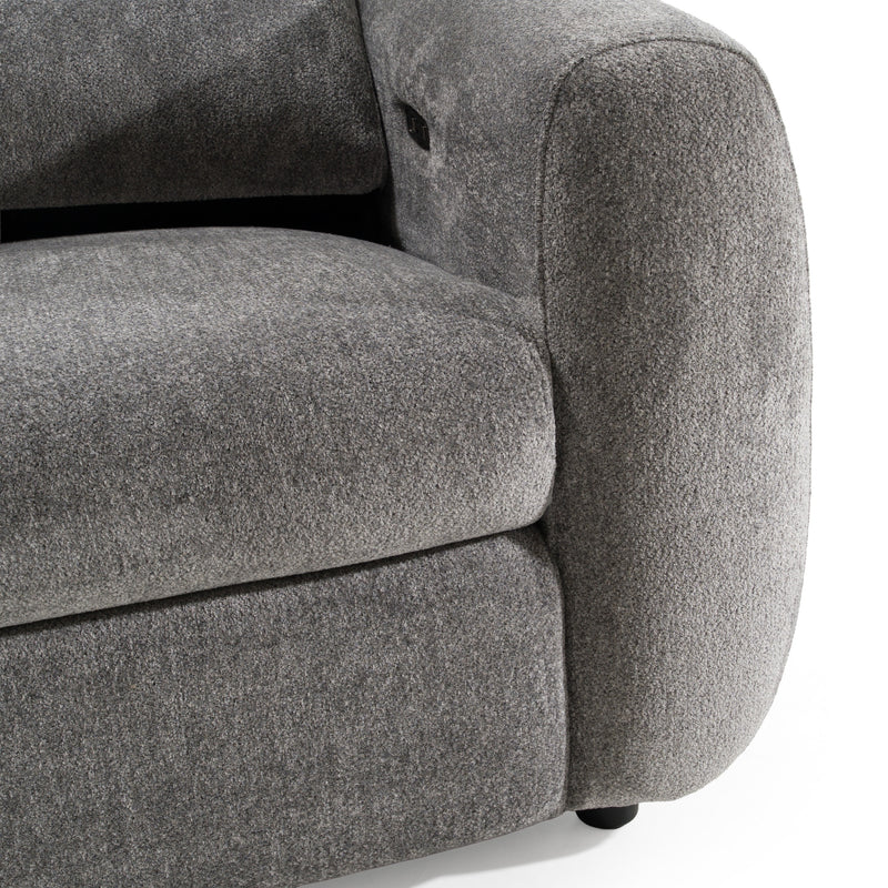Brevig - Modern Grey Fabric Sofa w/ 2 Recliners — view 4