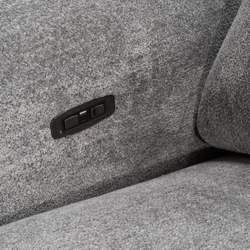 Brevig - Modern Grey Fabric Sofa w/ 2 Recliners — view 5