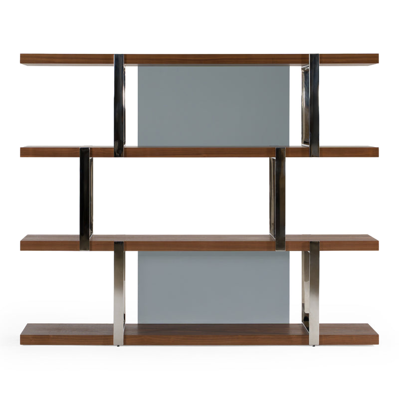 Brewer - Modern Walnut Glass & Stainless Steel Bookshelf — view 3