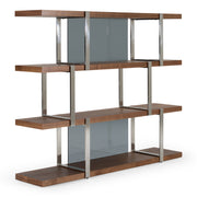 Brewer - Modern Walnut Glass & Stainless Steel Bookshelf — view 4
