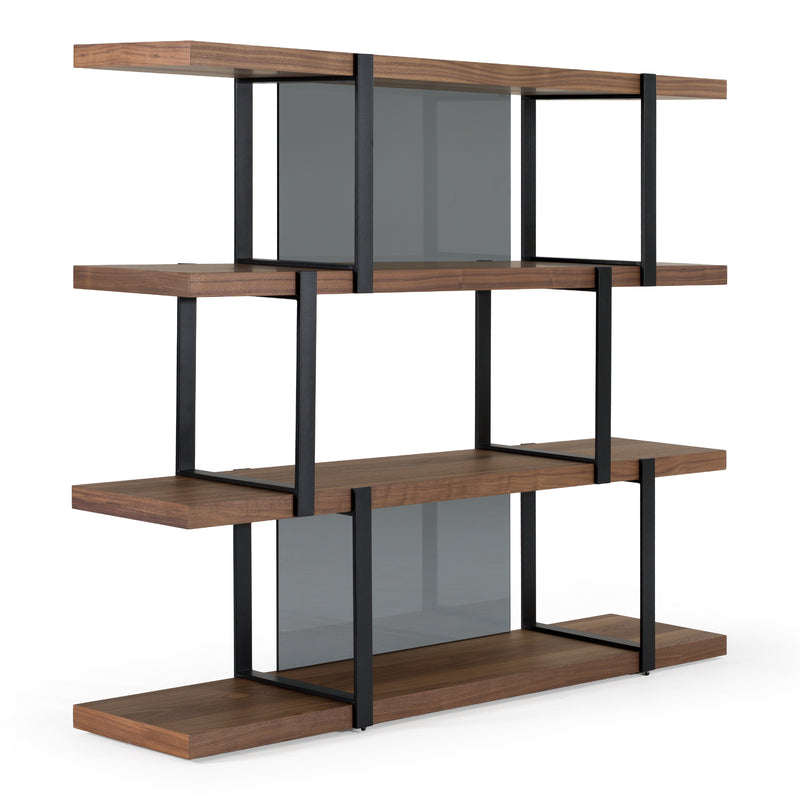 Brewer - Modern Walnut & Black Bookshelf — view 3