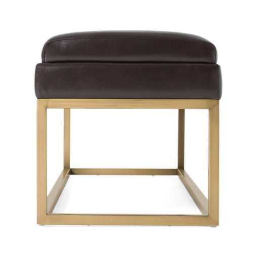 Bridger - Modern Brown Vegan Leather + Brass Dining Bench — view 2