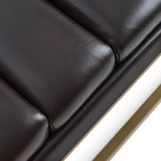 Bridger - Modern Brown Vegan Leather + Brass Dining Bench — view 4