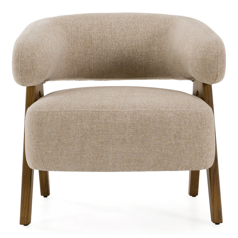 Brock - Mid-Century Modern Beige Fabric + Ash Accent Chair — view 4