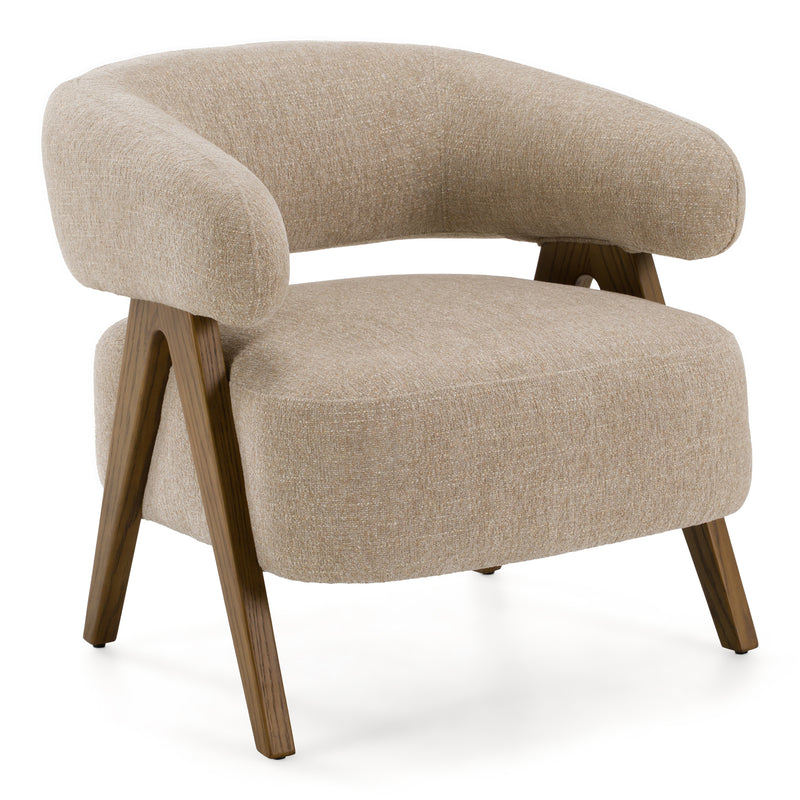Brock - Mid-Century Modern Beige Fabric + Ash Accent Chair — view 5