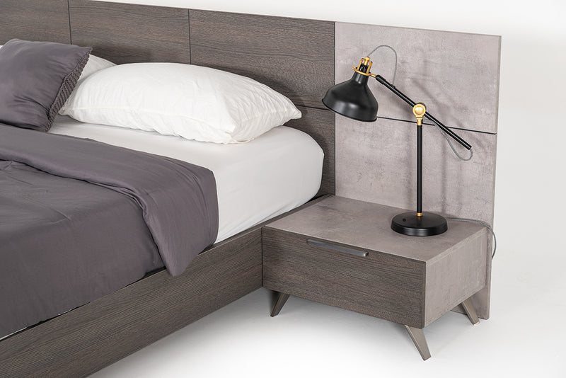 Bronx Italian Modern Faux Concrete & Grey Nightstand — view 2