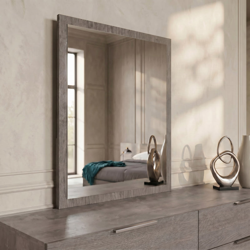 Bronx Italian Modern Faux Concrete & Grey Dresser & Mirror Set — view 4