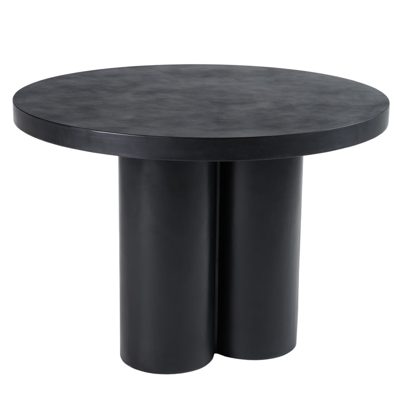 Bruni - Modern Black Concrete Round Dining Table — view 3