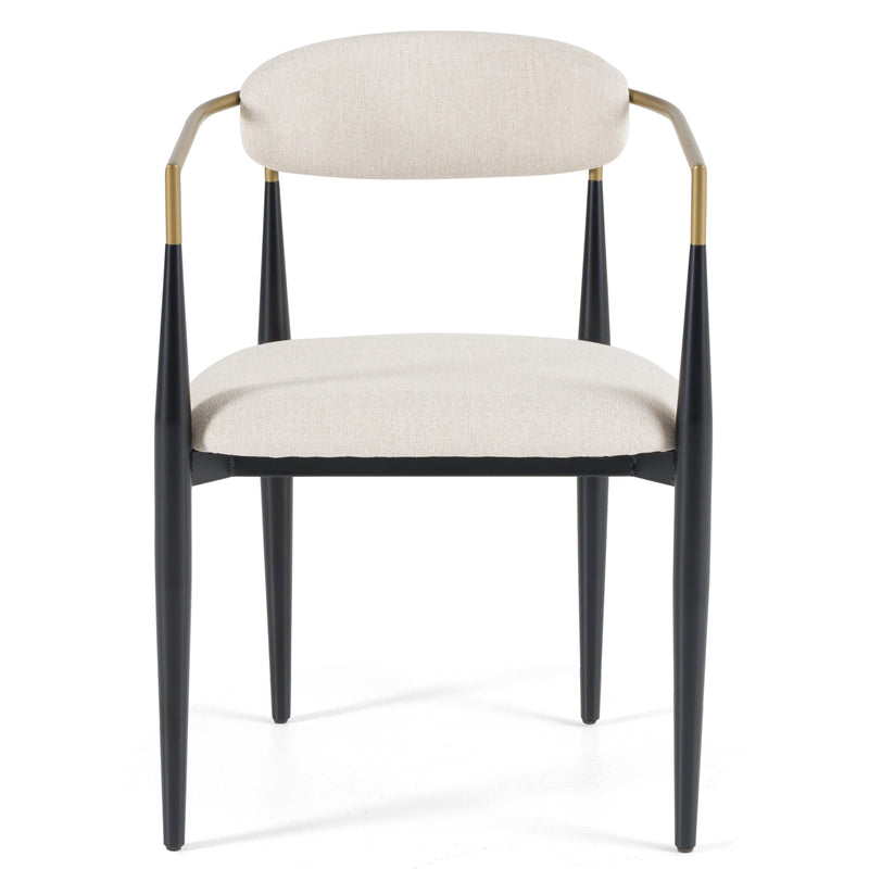 Buchtel - Mid-Century Modern Light Grey + Gold Arm + Black Dining Chair — view 2