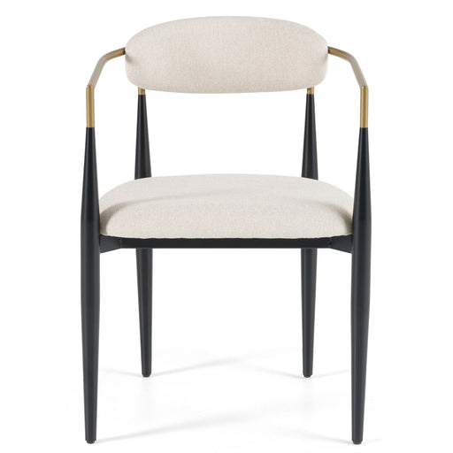 Buchtel - Mid-Century Modern Light Grey + Gold Arm + Black Dining Chair — view 2
