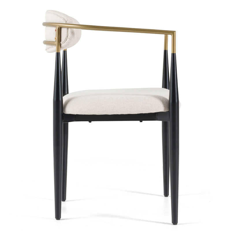 Buchtel - Mid-Century Modern Light Grey + Gold Arm + Black Dining Chair — view 3