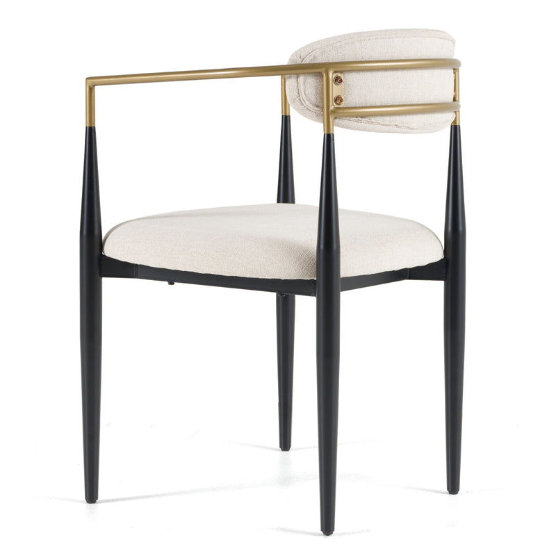Buchtel - Mid-Century Modern Light Grey + Gold Arm + Black Dining Chair — view 5