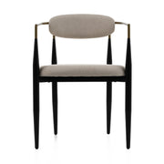 Buchtel - Mid-Century Modern Beige + Gold Arm + Black Dining Chair — view 2