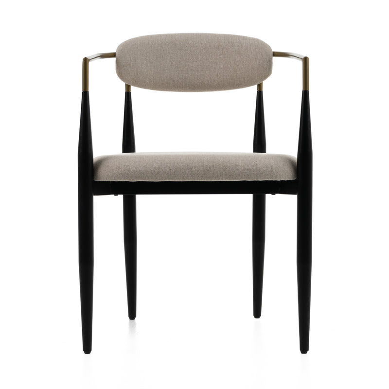 Buchtel - Mid-Century Modern Beige + Gold Arm + Black Dining Chair — view 2