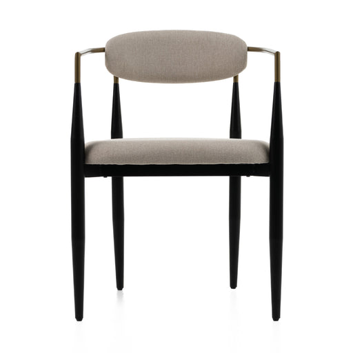 Buchtel - Mid-Century Modern Beige + Gold Arm + Black Dining Chair — view 2