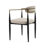 Buchtel - Mid-Century Modern Beige + Gold Arm + Black Dining Chair — view 3