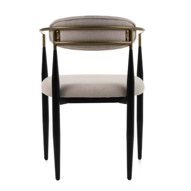 Buchtel - Mid-Century Modern Beige + Gold Arm + Black Dining Chair — view 4