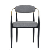 Buchtel - Mid-Century Modern Medium Grey + Gold Arm + Black Dining Chair