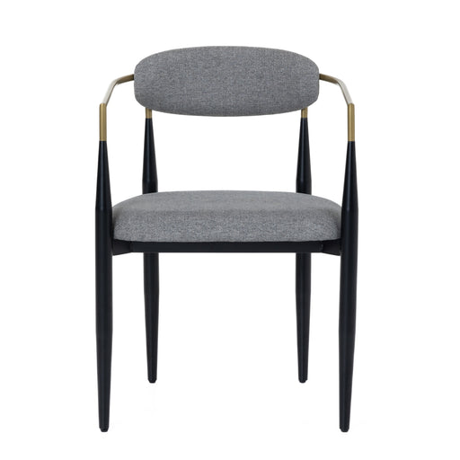Buchtel - Mid-Century Modern Medium Grey + Gold Arm + Black Dining Chair